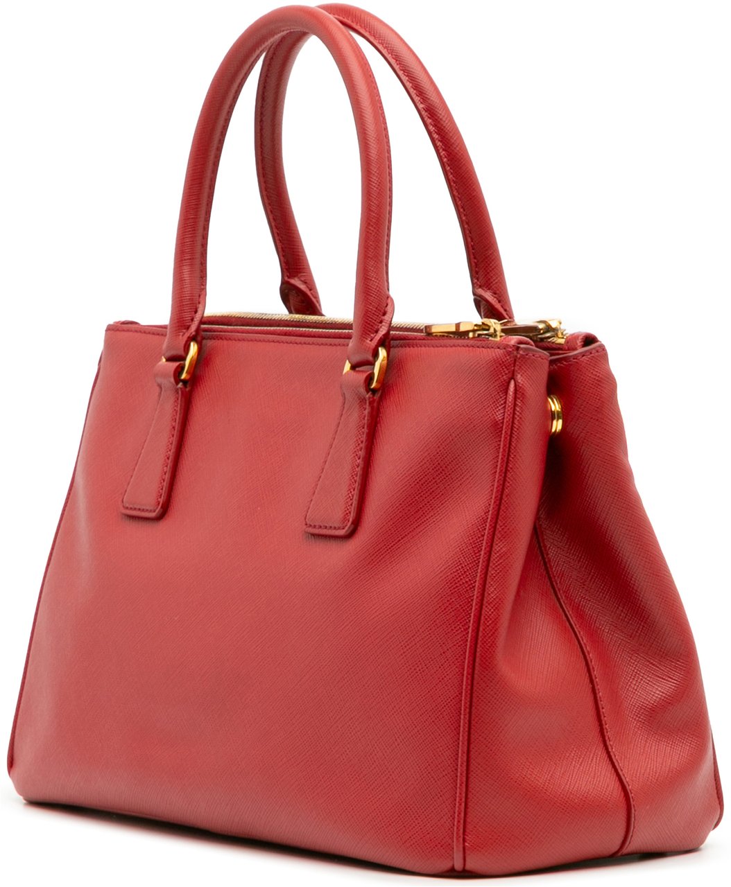 Prada Small Saffiano Lux Galleria Double Zip Satchel Rood