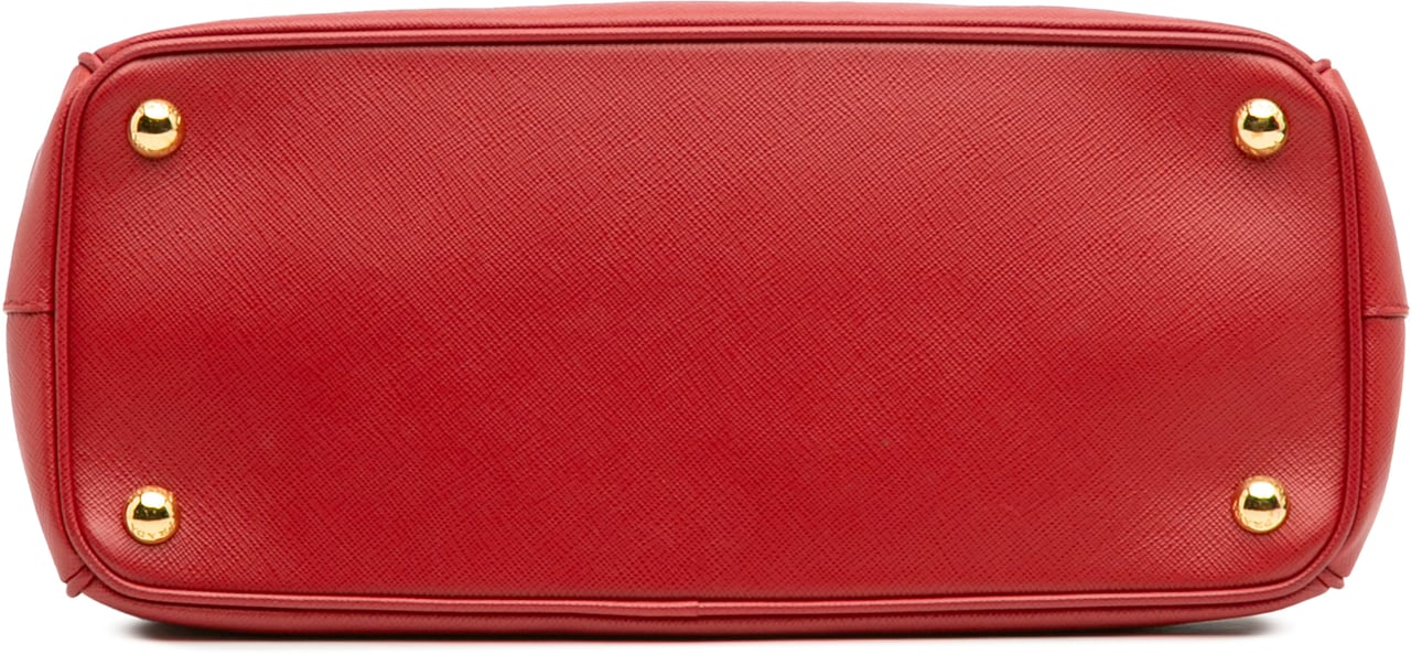 Prada Small Saffiano Lux Galleria Double Zip Satchel Rood