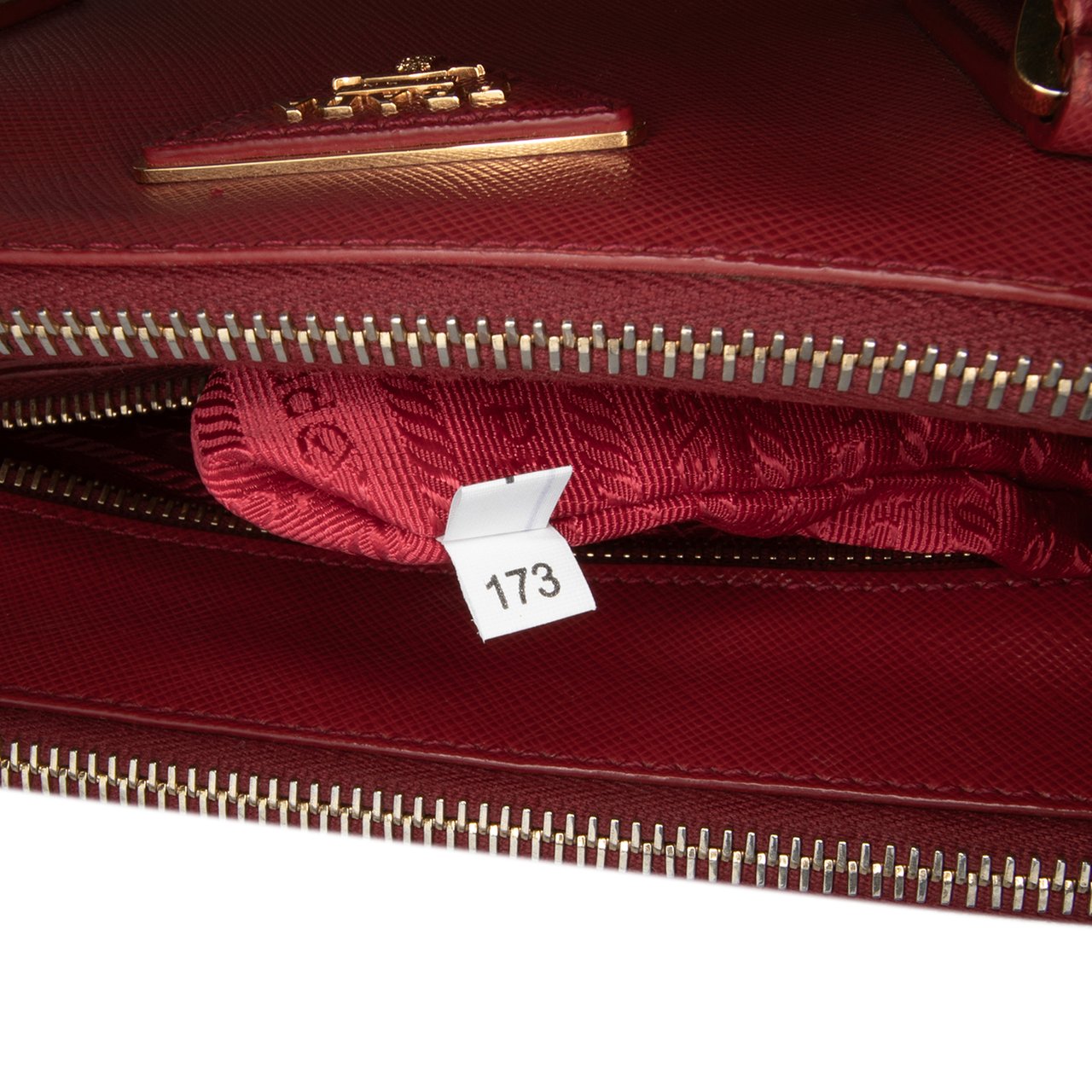 Prada Small Saffiano Lux Galleria Double Zip Satchel Rood