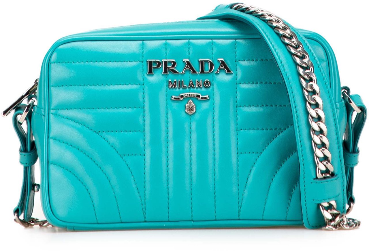 Prada Soft Calf Diagramme Camera Bag Blauw