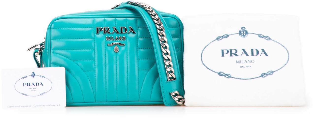 Prada Soft Calf Diagramme Camera Bag Blauw