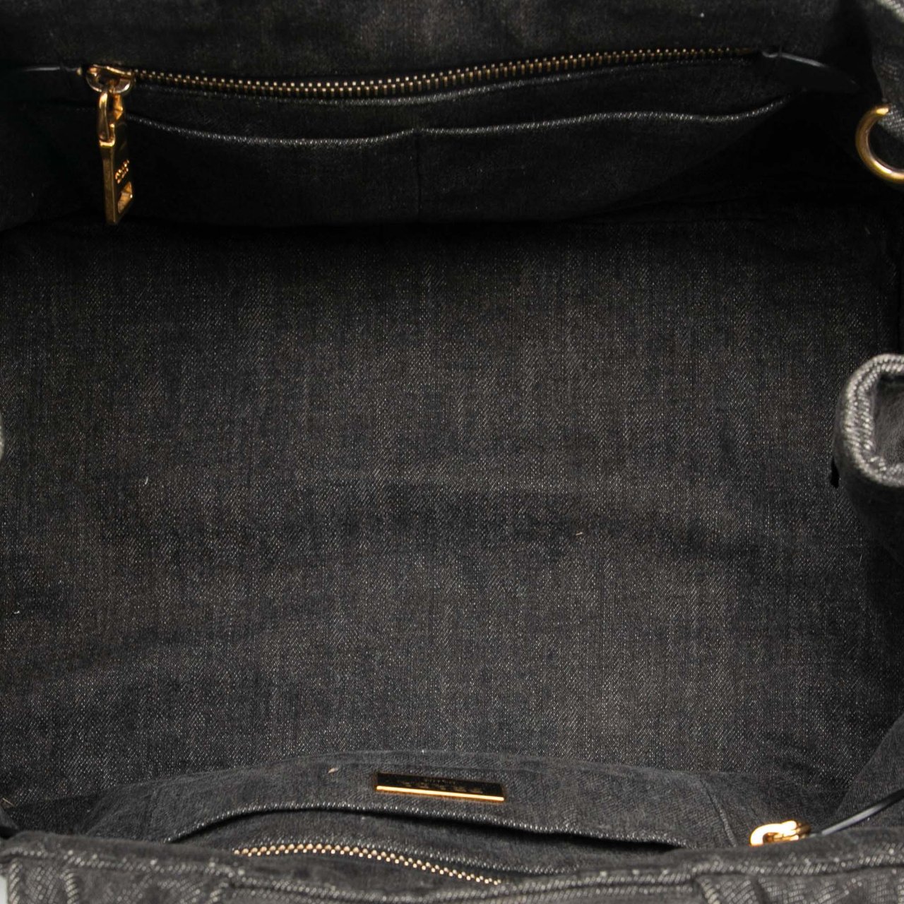 Prada Denim Canapa Logo Satchel Zwart