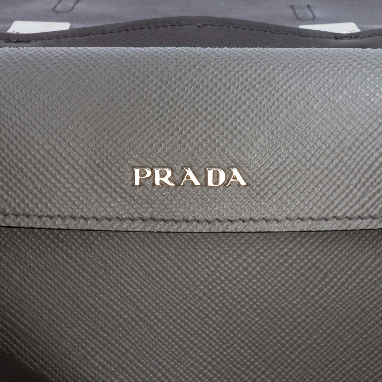 Prada Saffiano Cuir Double Turnlock Satchel Grijs