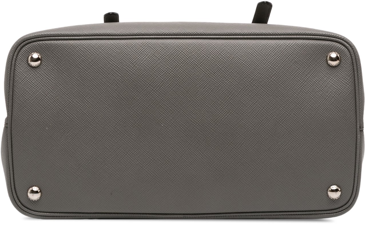 Prada Saffiano Cuir Double Turnlock Satchel Grijs