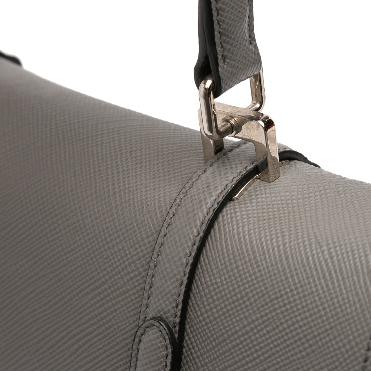 Prada Saffiano Cuir Double Turnlock Satchel Grijs