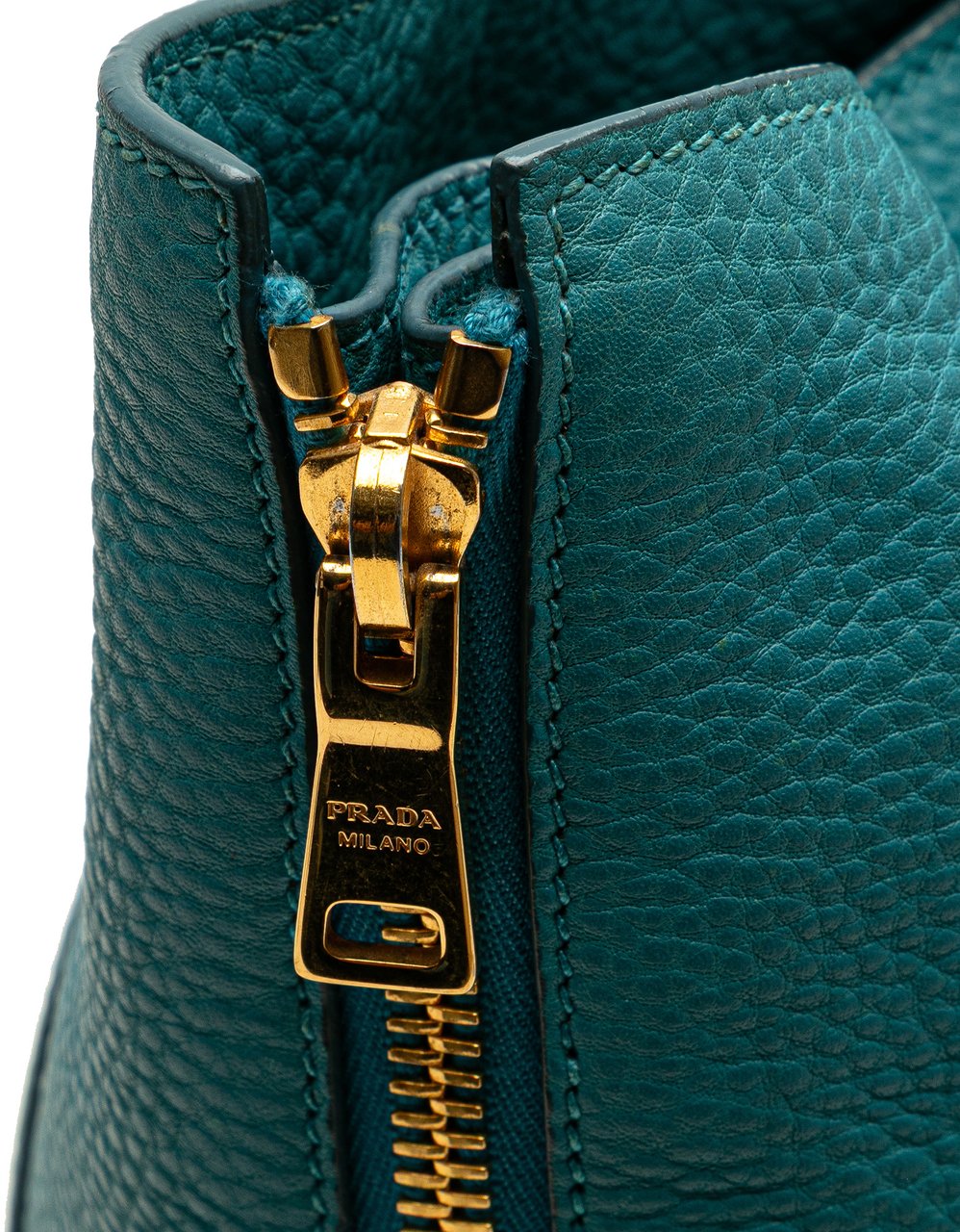 Prada Vitello Daino Side Zip Twin Pocket Open Convertible Tote Blauw
