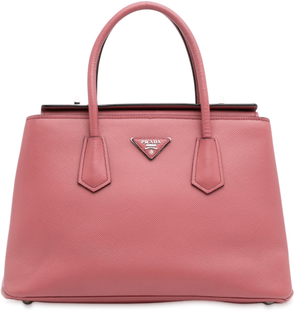 Prada Saffiano Cuir Turnlock Twin Satchel Roze