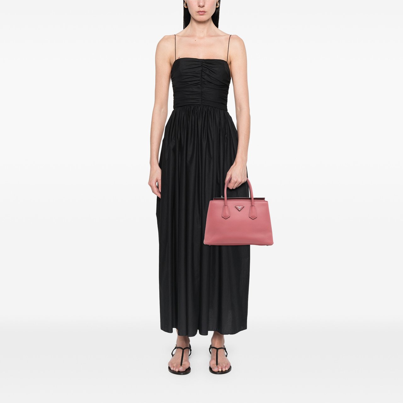 Prada Saffiano Cuir Turnlock Twin Satchel Roze