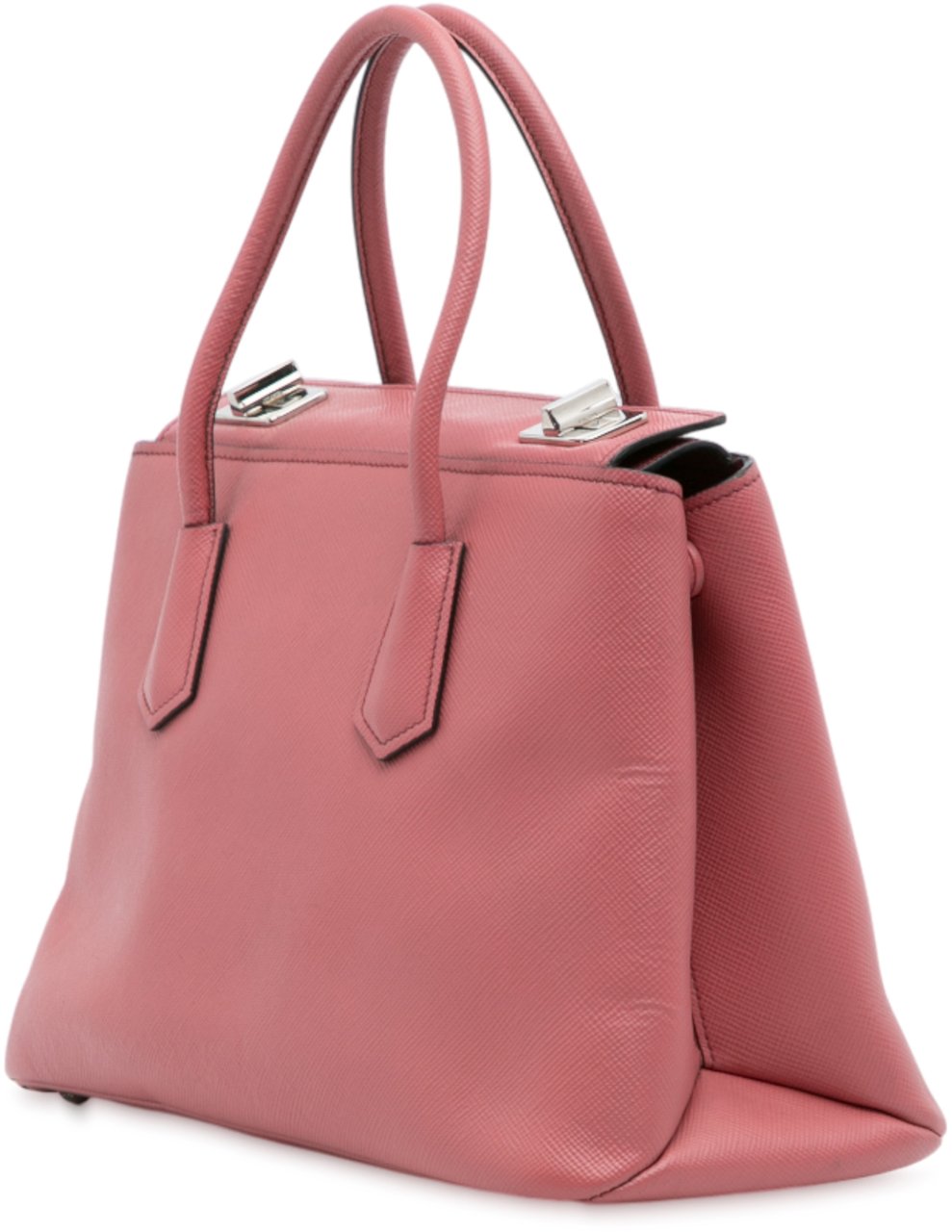 Prada Saffiano Cuir Turnlock Twin Satchel Roze