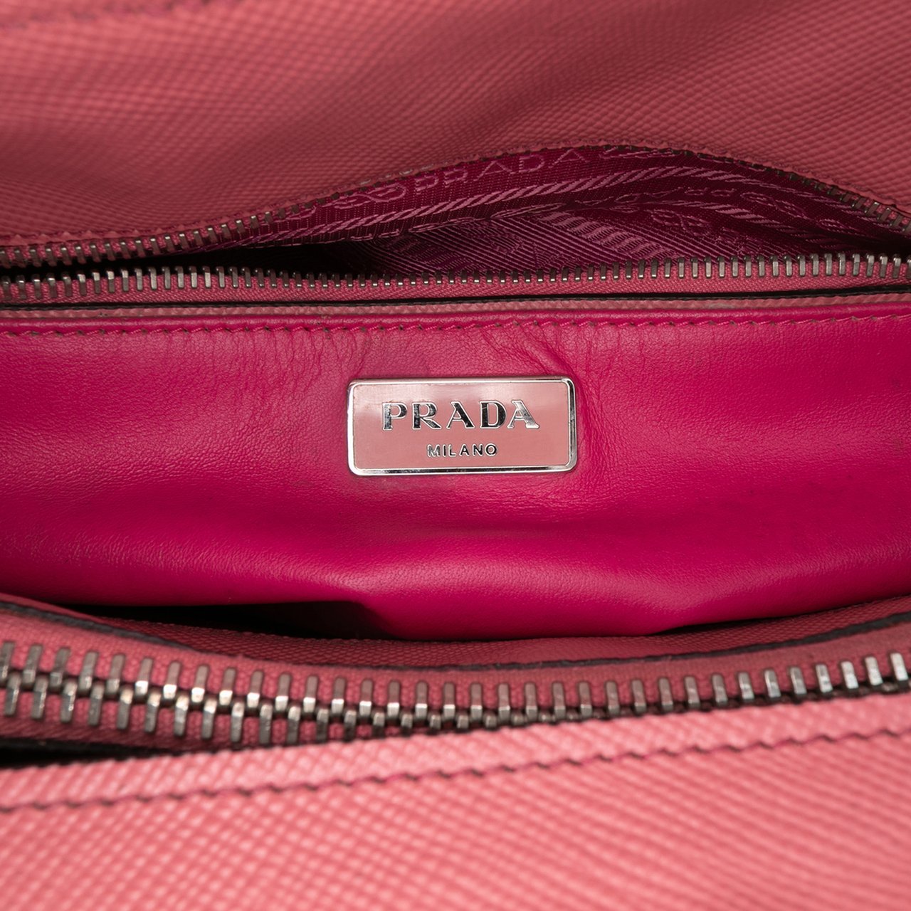 Prada Saffiano Cuir Turnlock Twin Satchel Roze