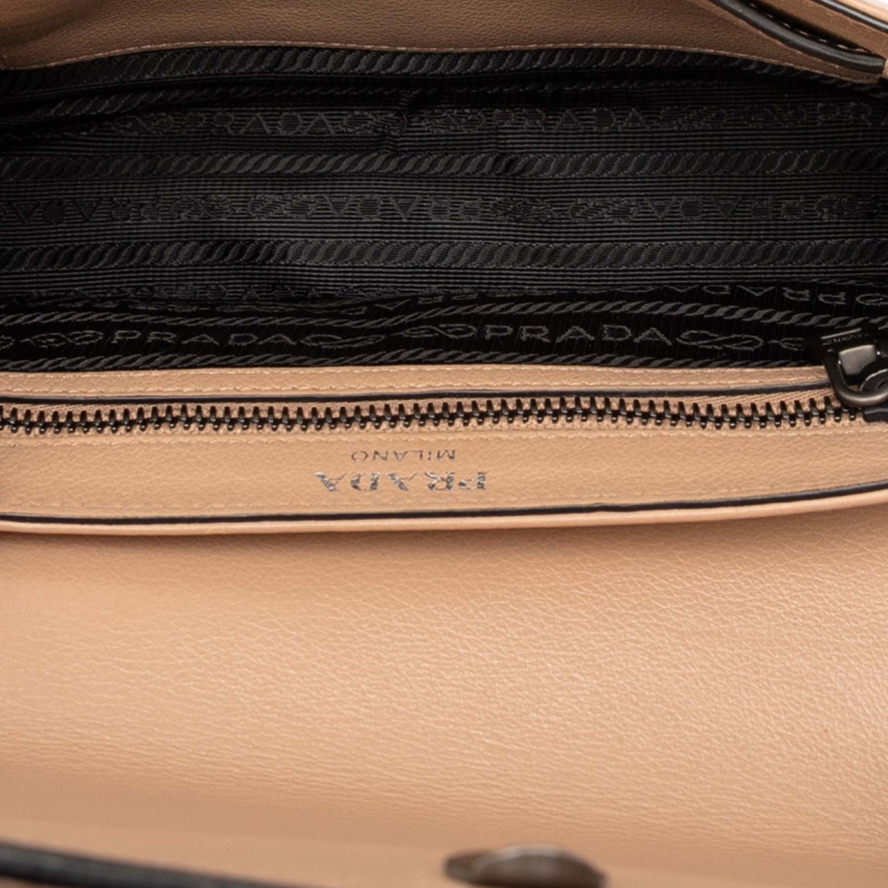 Prada Glace Calfskin Studded Crossbody Bruin