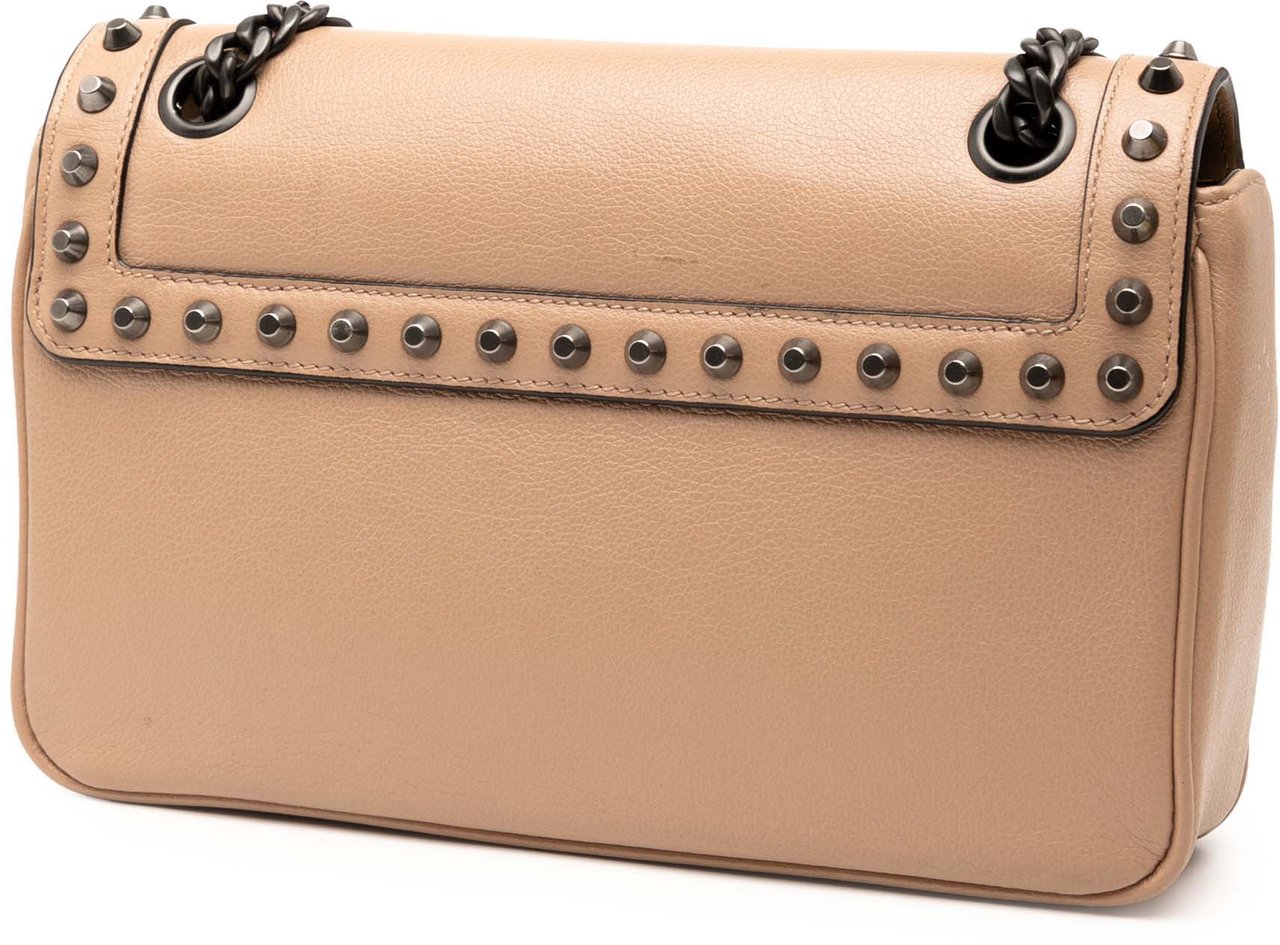 Prada Glace Calfskin Studded Crossbody Bruin