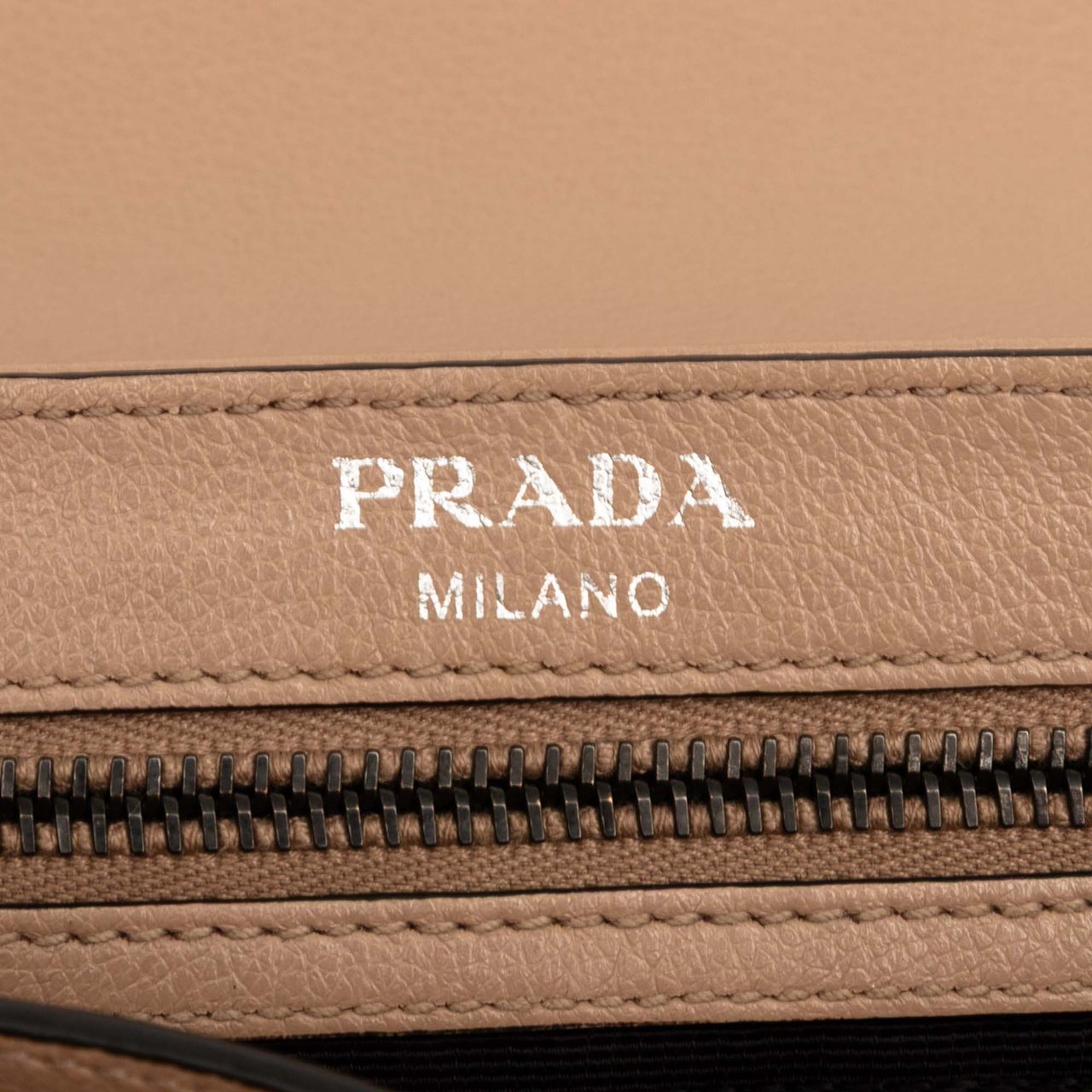 Prada Glace Calfskin Studded Crossbody Bruin