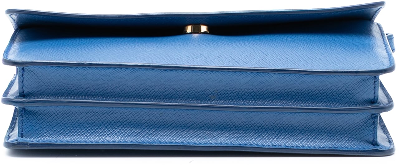 Prada Saffiano Wallet on Strap Blauw