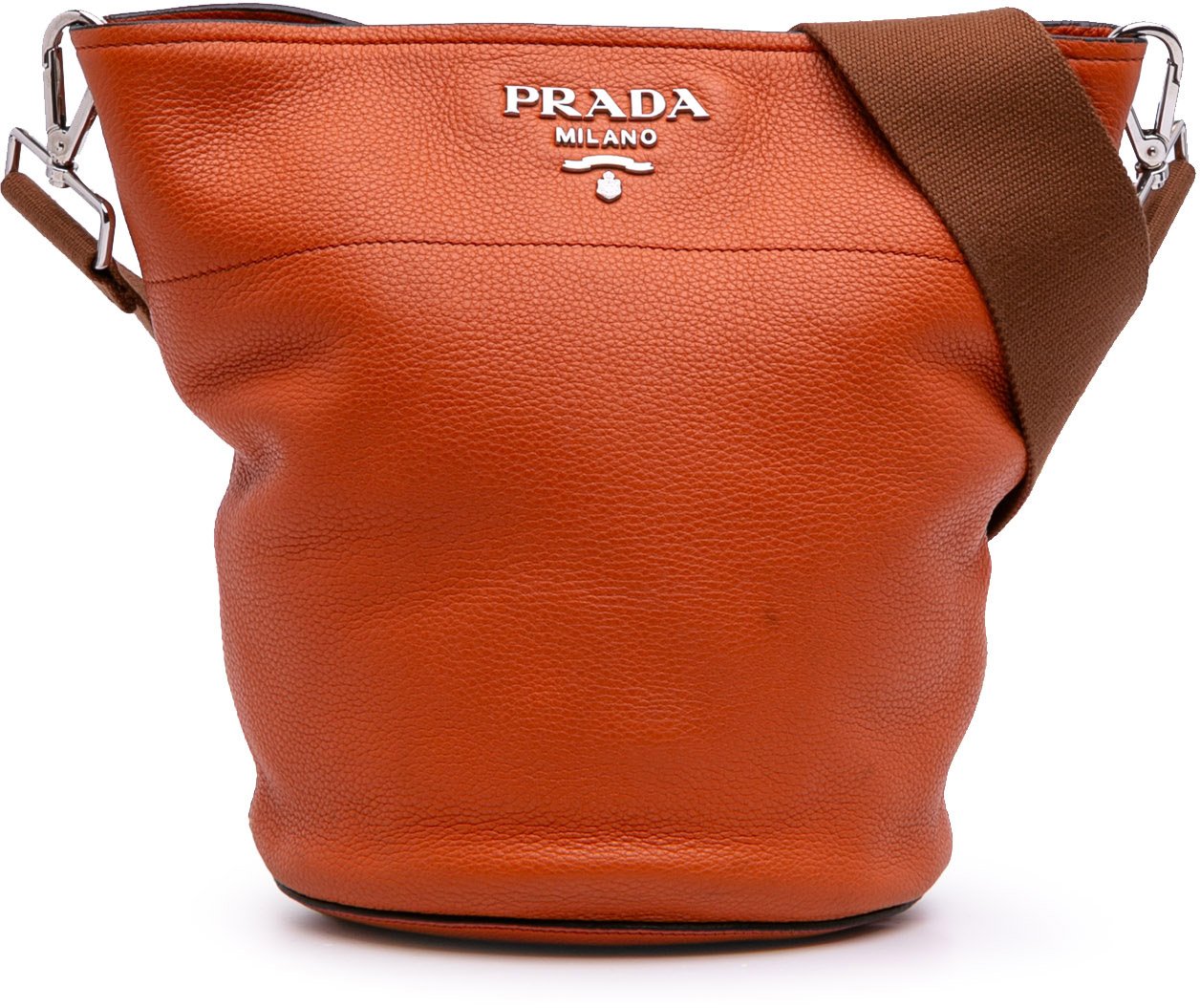 Prada Vitello Daino Bucket Bag Oranje
