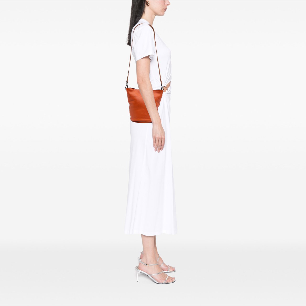 Prada Vitello Daino Bucket Bag Oranje