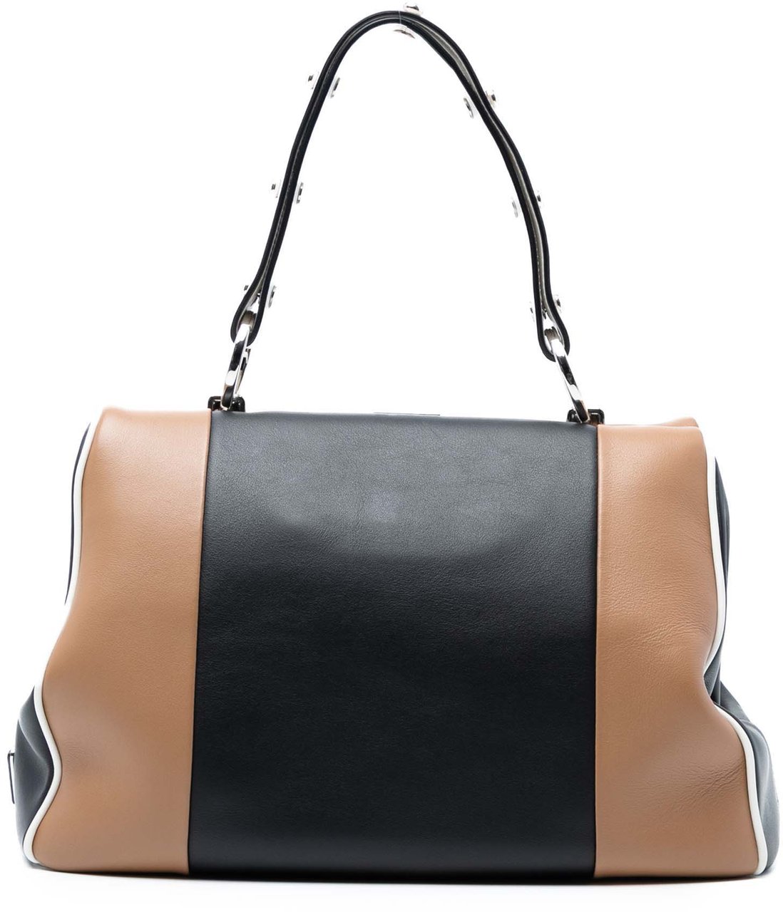 Prada Small Bicolor Leather Baiadera Frame Bag Zwart