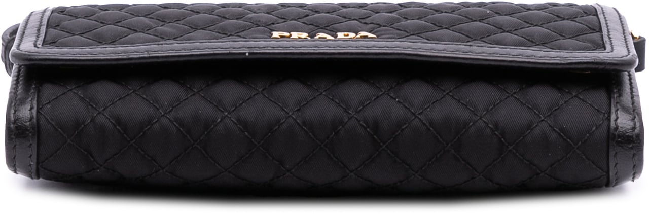 Prada Tessuto Impuntu Wallet on Strap Zwart