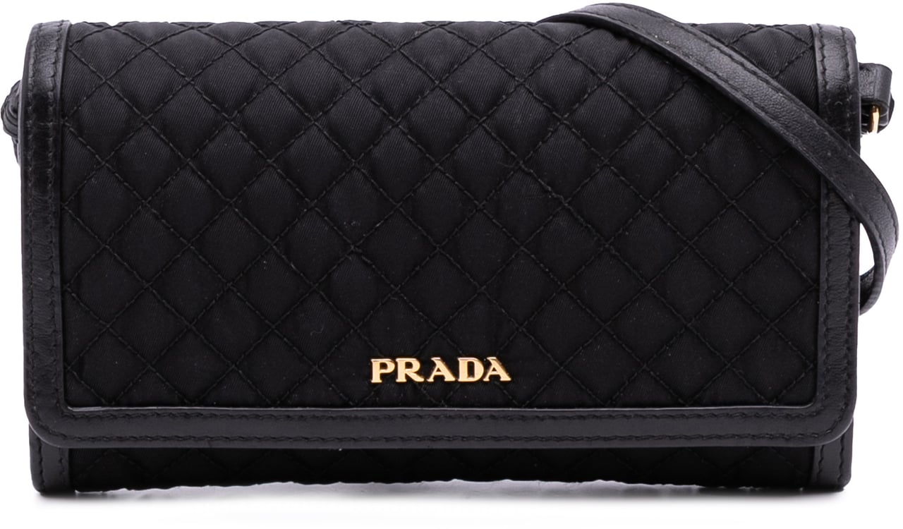 Prada Tessuto Impuntu Wallet on Strap Zwart