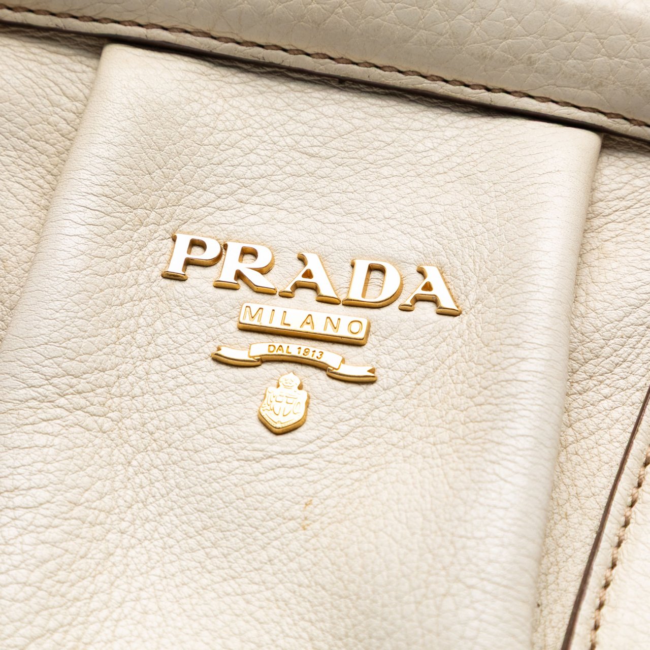 Prada Vitello Daino Frame Tote Wit