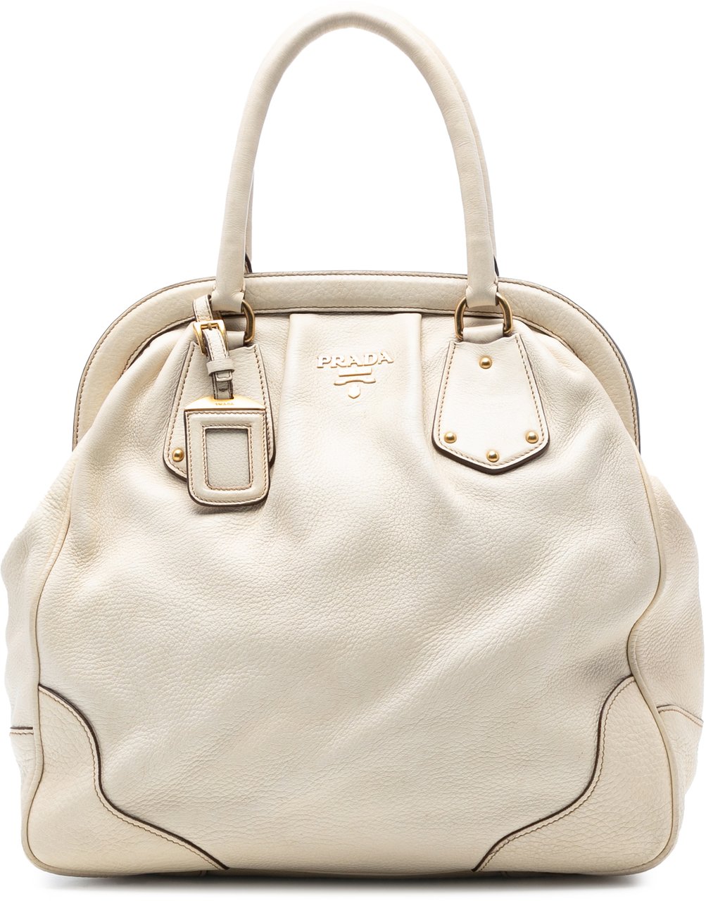 Prada Vitello Daino Frame Tote Wit