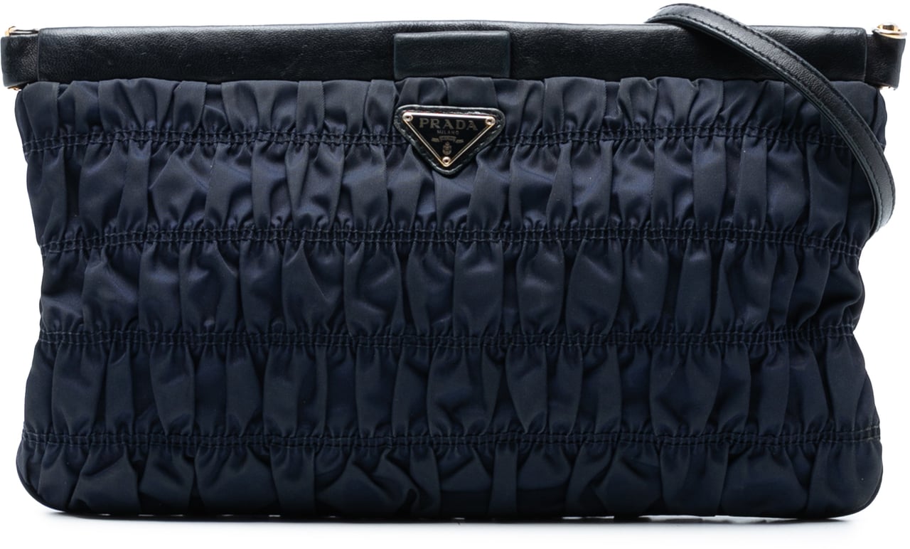 Prada Tessuto Gaufre Crossbody Blauw