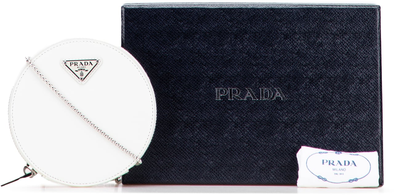 Prada Spazzolato Round Chain Coin Crossbody Wit