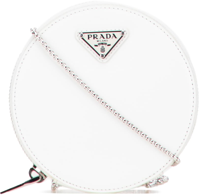 Prada Spazzolato Round Chain Coin Crossbody Wit