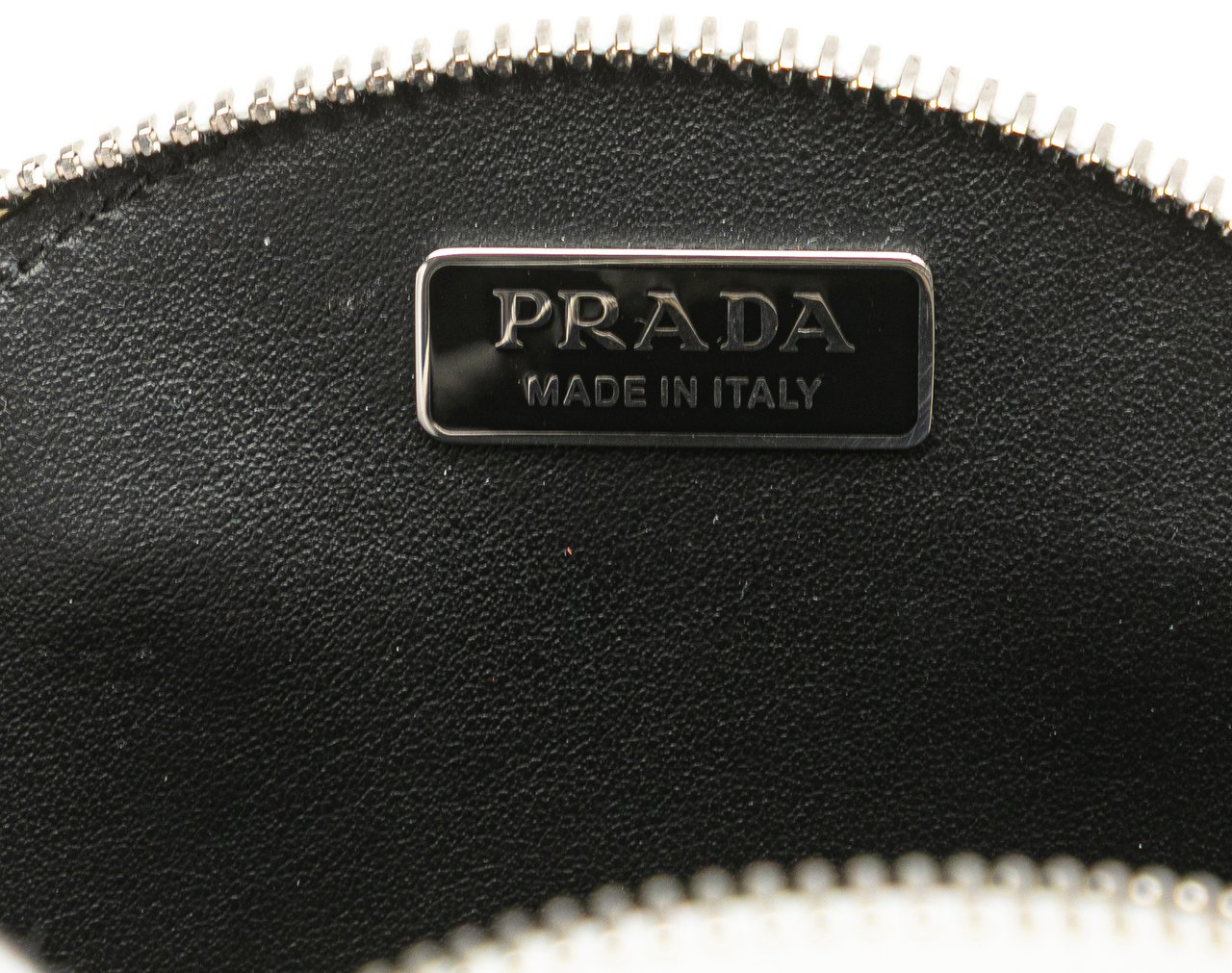 Prada Spazzolato Round Chain Coin Crossbody Wit