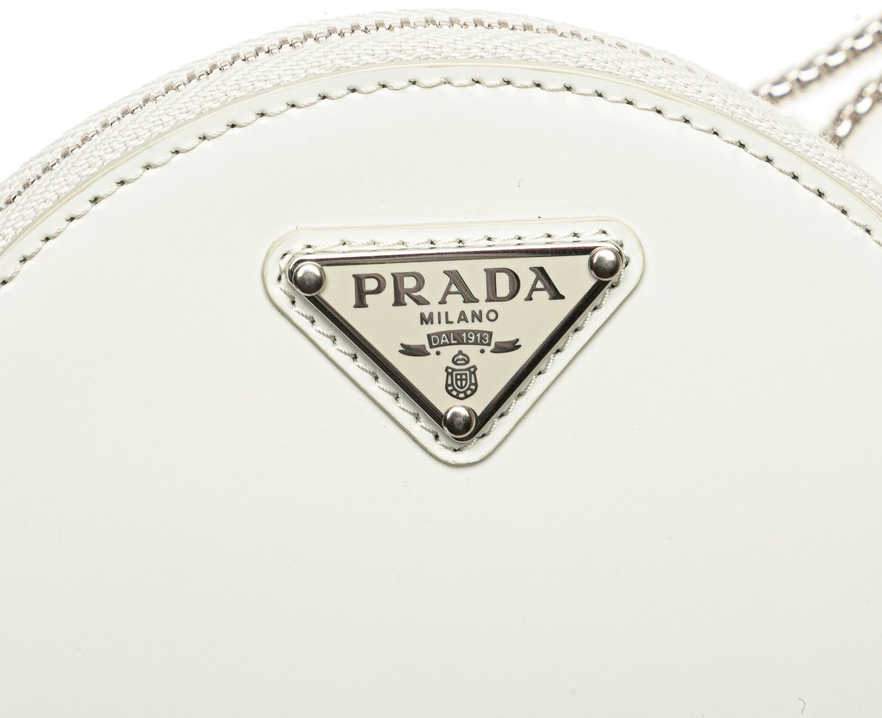 Prada Spazzolato Round Chain Coin Crossbody Wit