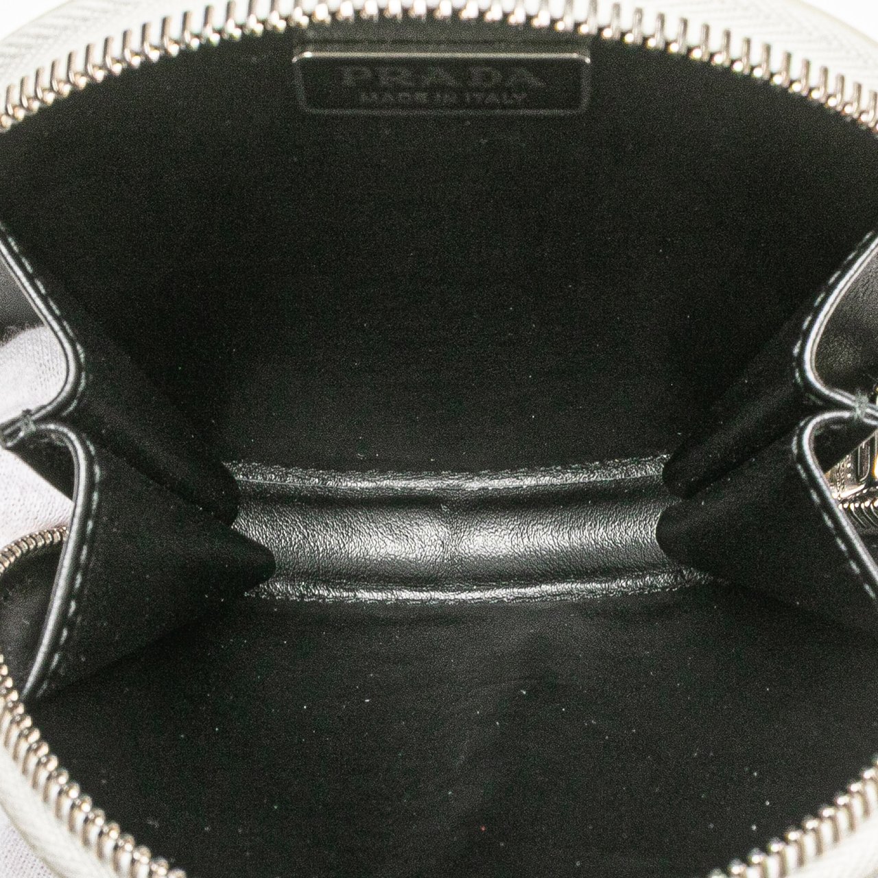 Prada Spazzolato Round Chain Coin Crossbody Wit