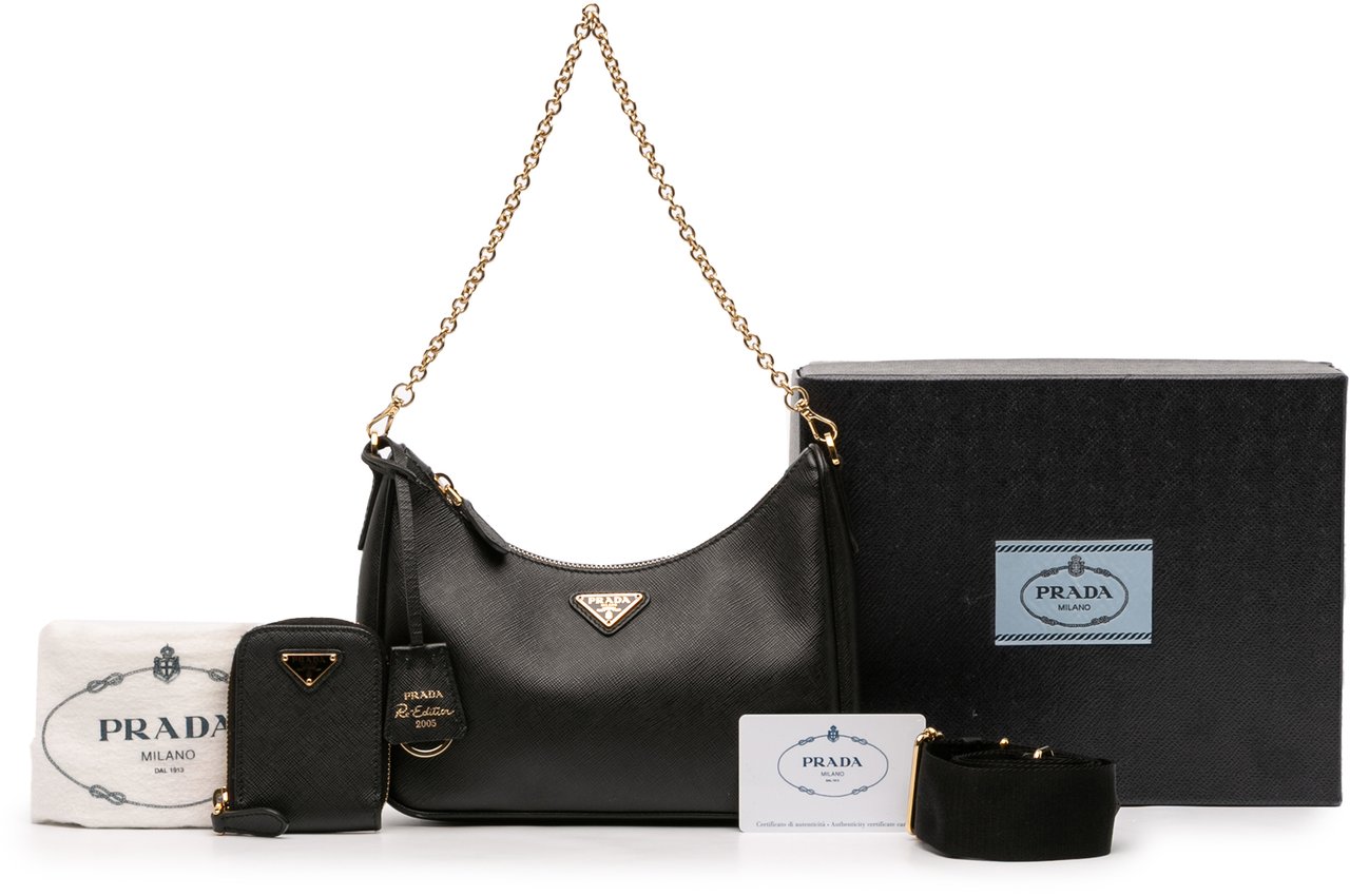 Prada Saffiano Re Edition 2005 Satchel Zwart