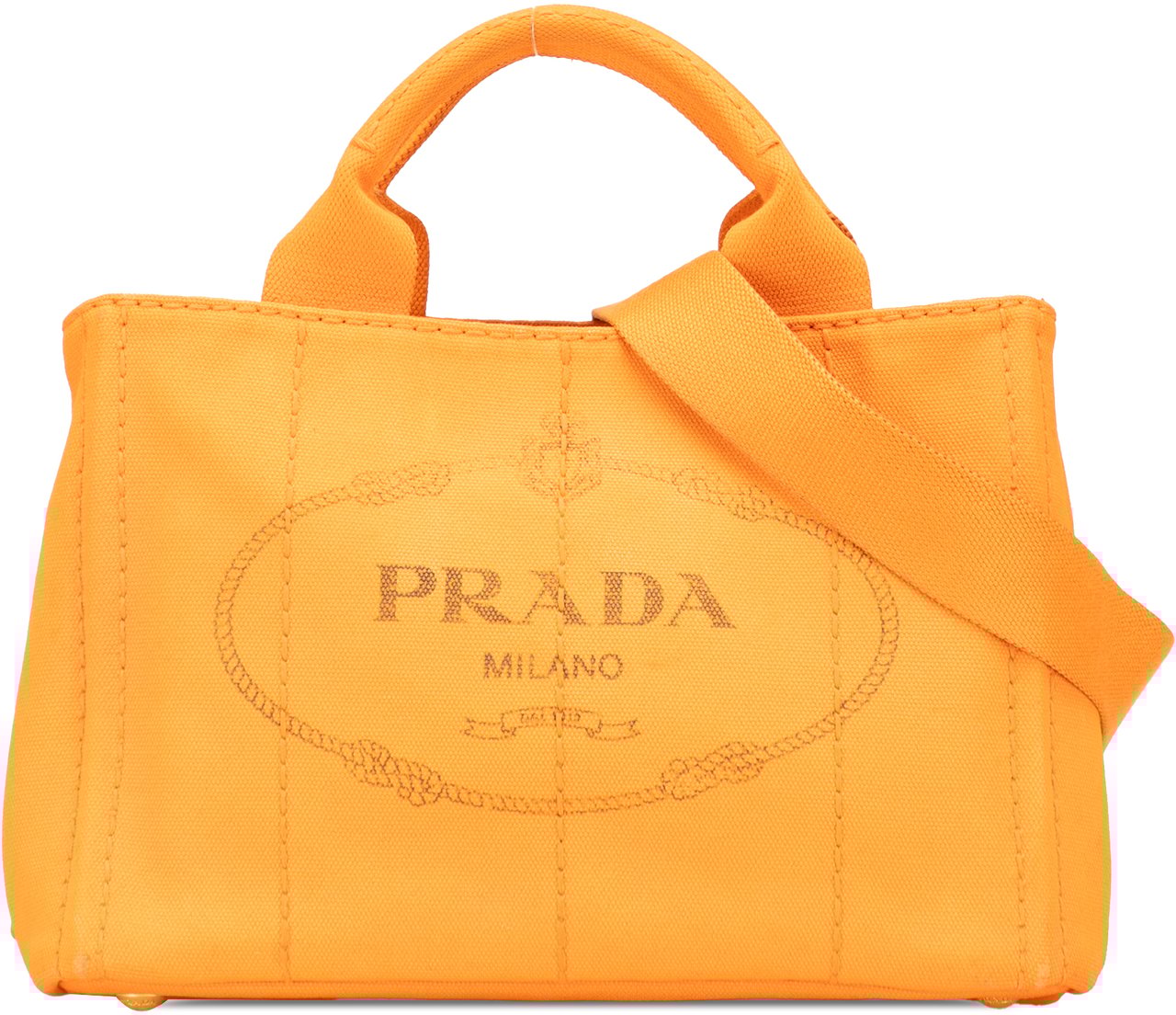Prada Small Canvas Canapa Logo Satchel Oranje
