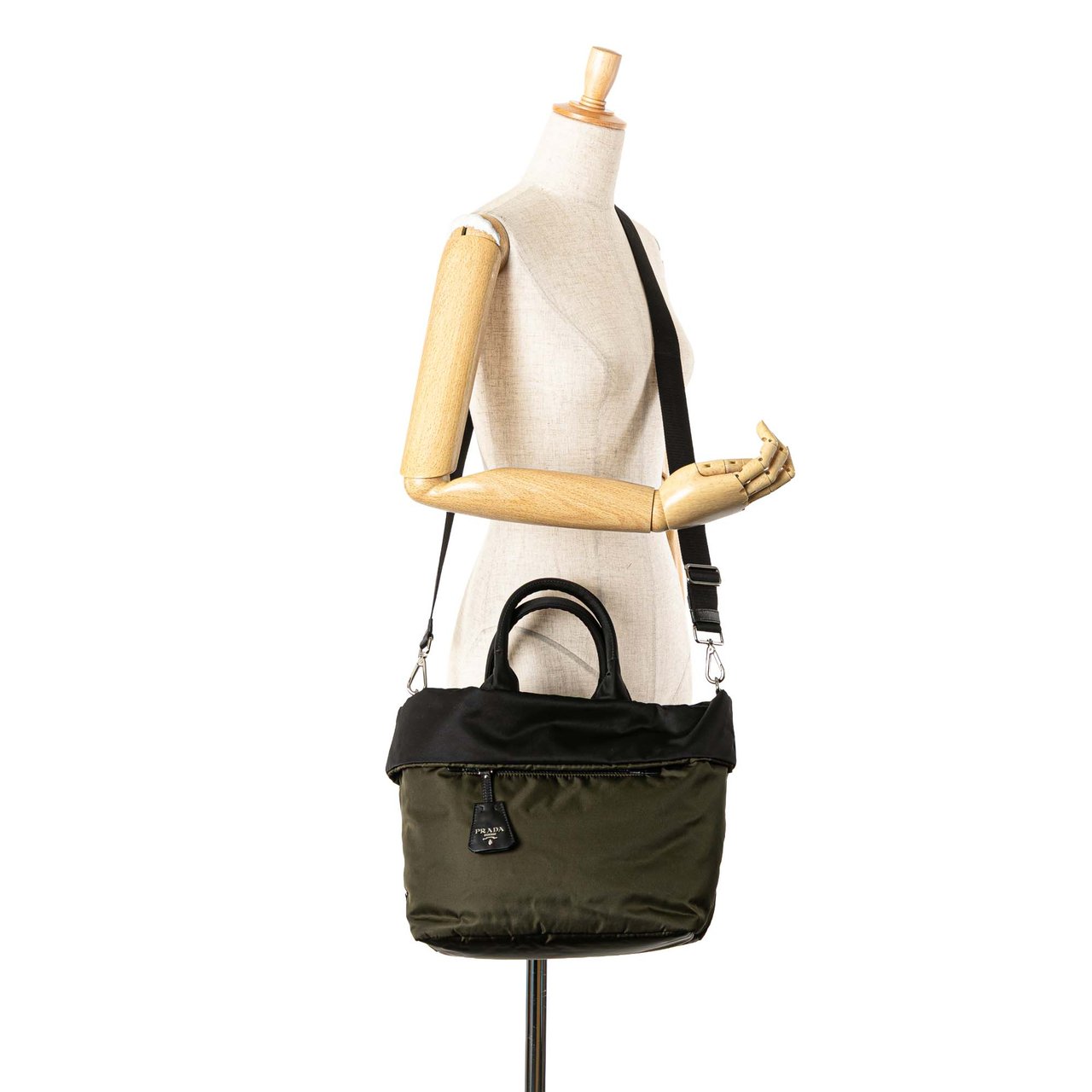 Prada Tessuto Reversible Satchel Groen