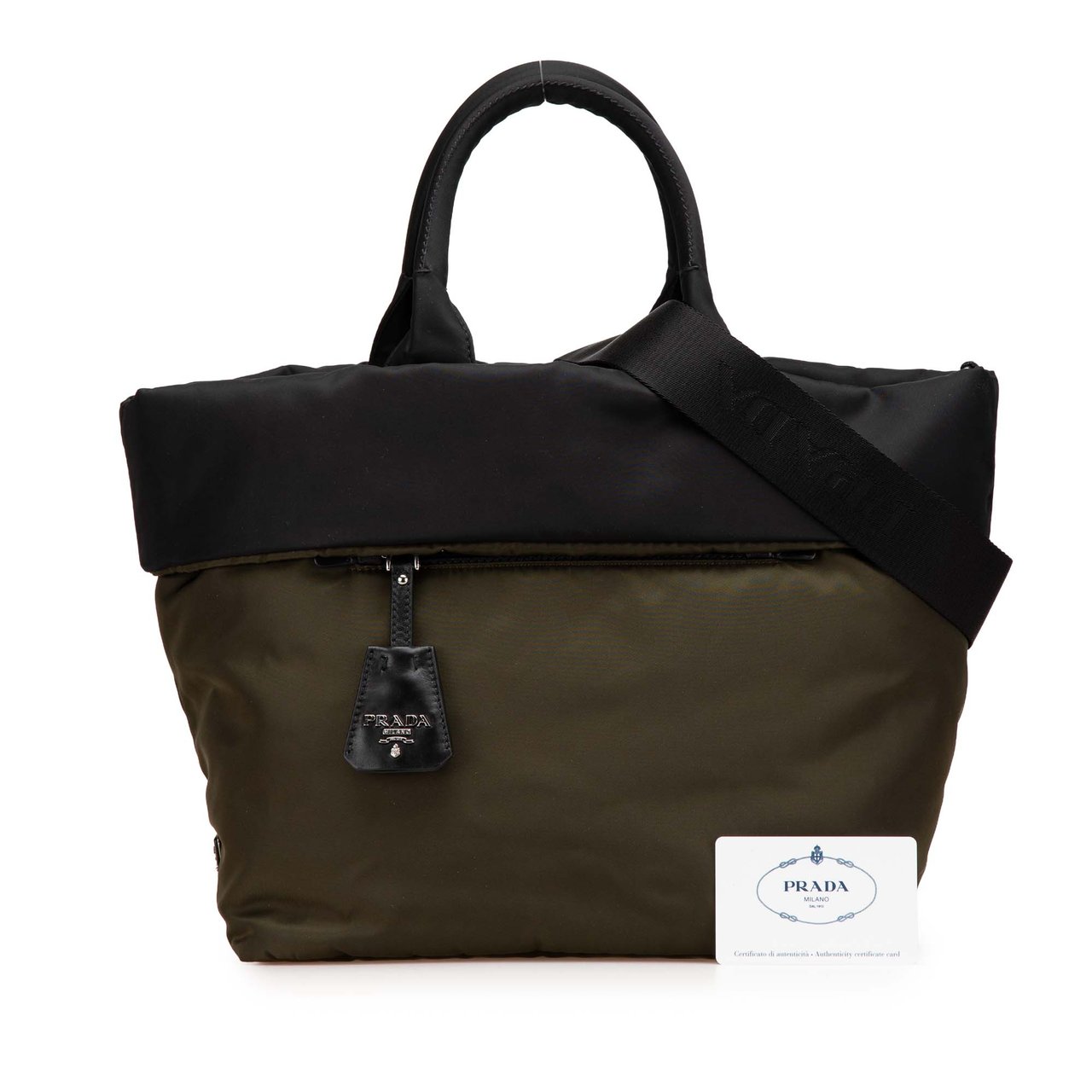 Prada Tessuto Reversible Satchel Groen