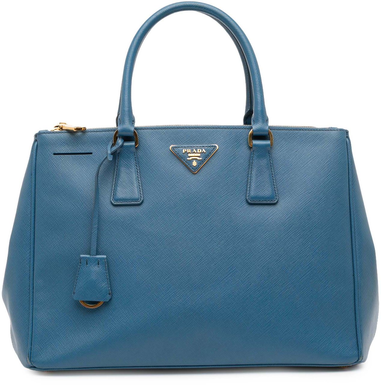 Prada Medium Saffiano Lux Galleria Double Zip Satchel Blauw