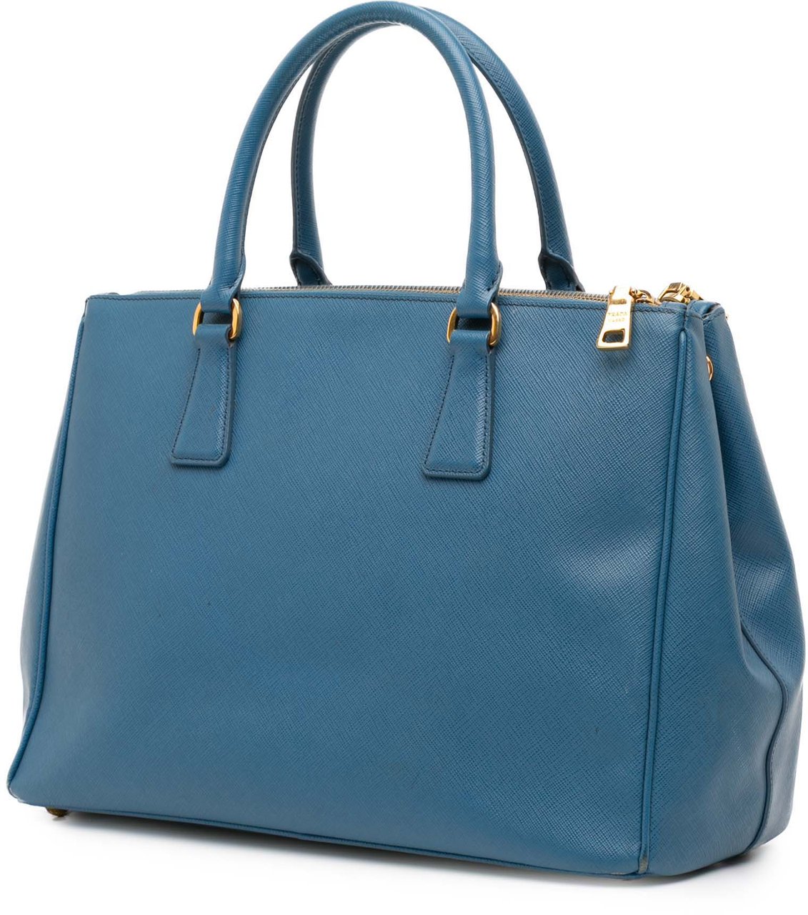 Prada Medium Saffiano Lux Galleria Double Zip Satchel Blauw