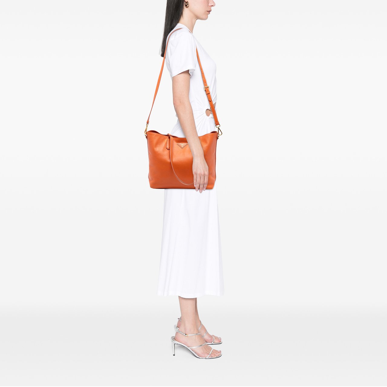 Prada Saffiano Open Convertible Tote Oranje