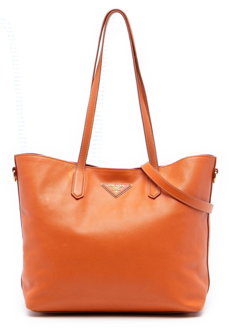 Prada Saffiano Open Convertible Tote Oranje