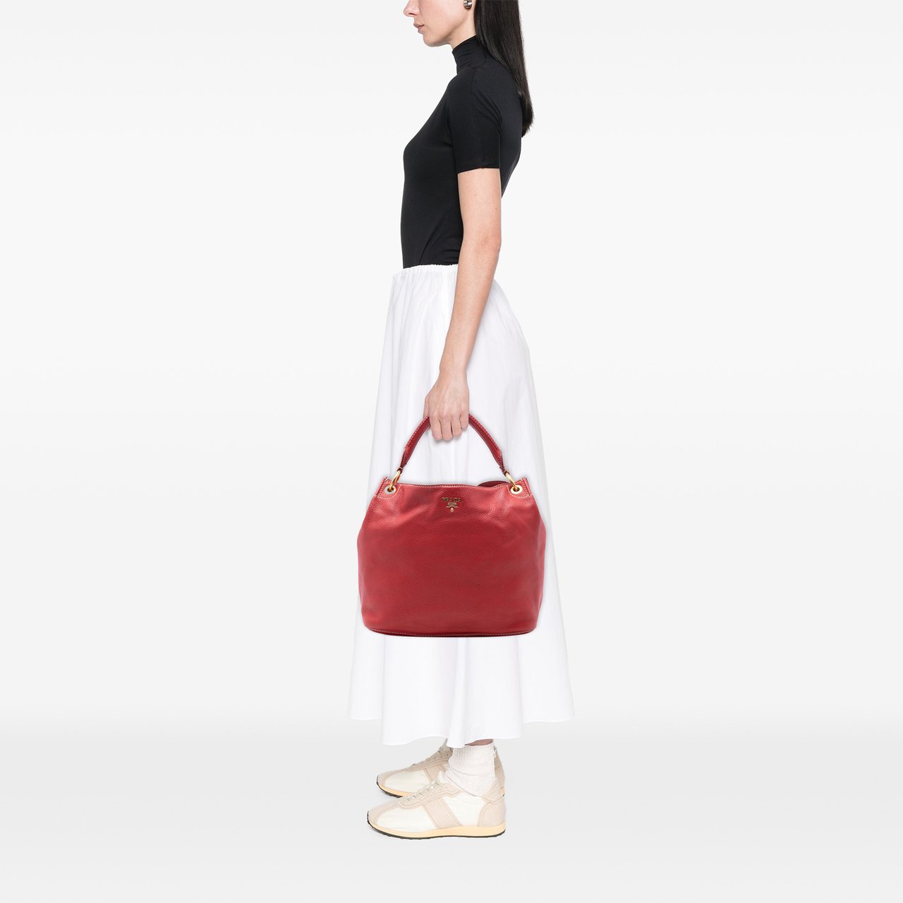 Prada Vitello Daino Hobo Bag Rood