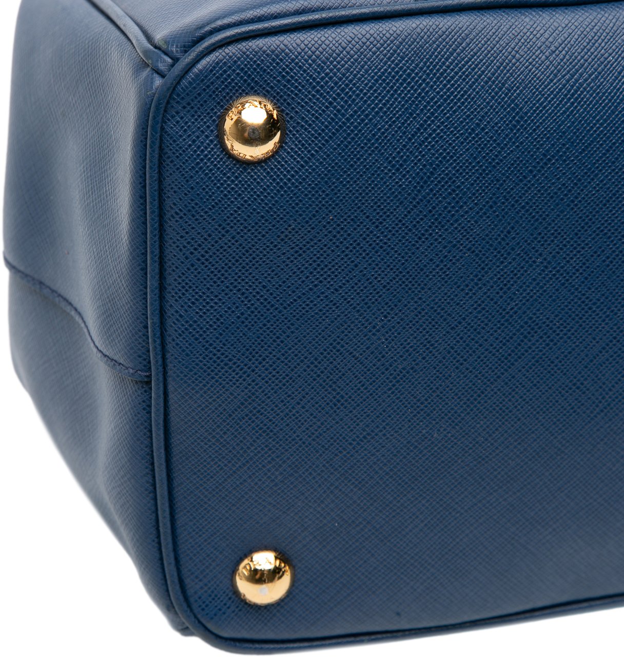 Prada Medium Bicolor Saffiano Lux Galleria Double Zip Satchel Blauw