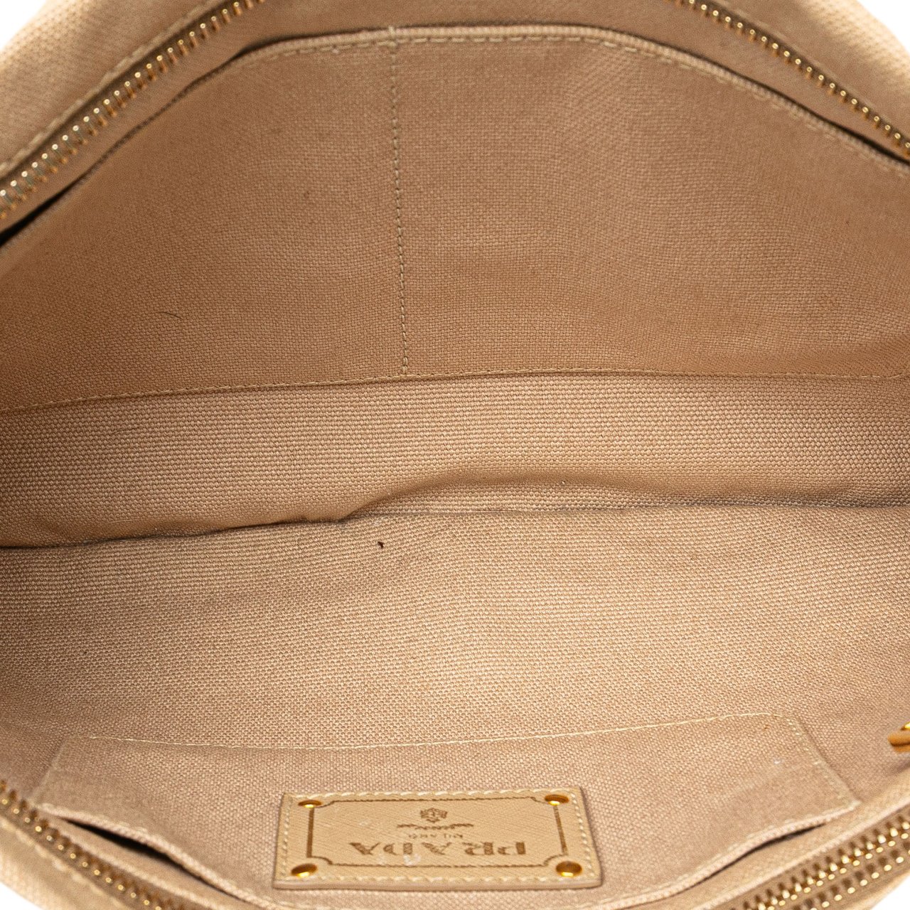 Prada Canvas Canapa Studded Vernice Clutch Bruin