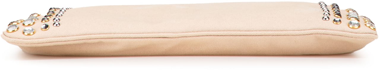 Prada Canvas Canapa Studded Vernice Clutch Bruin
