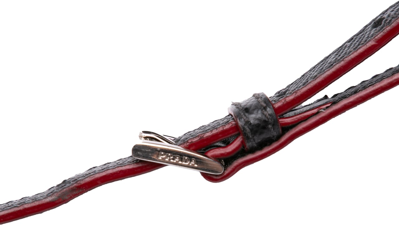 Prada Saffiano Trimmed Tessuto Bucket Bag Zwart