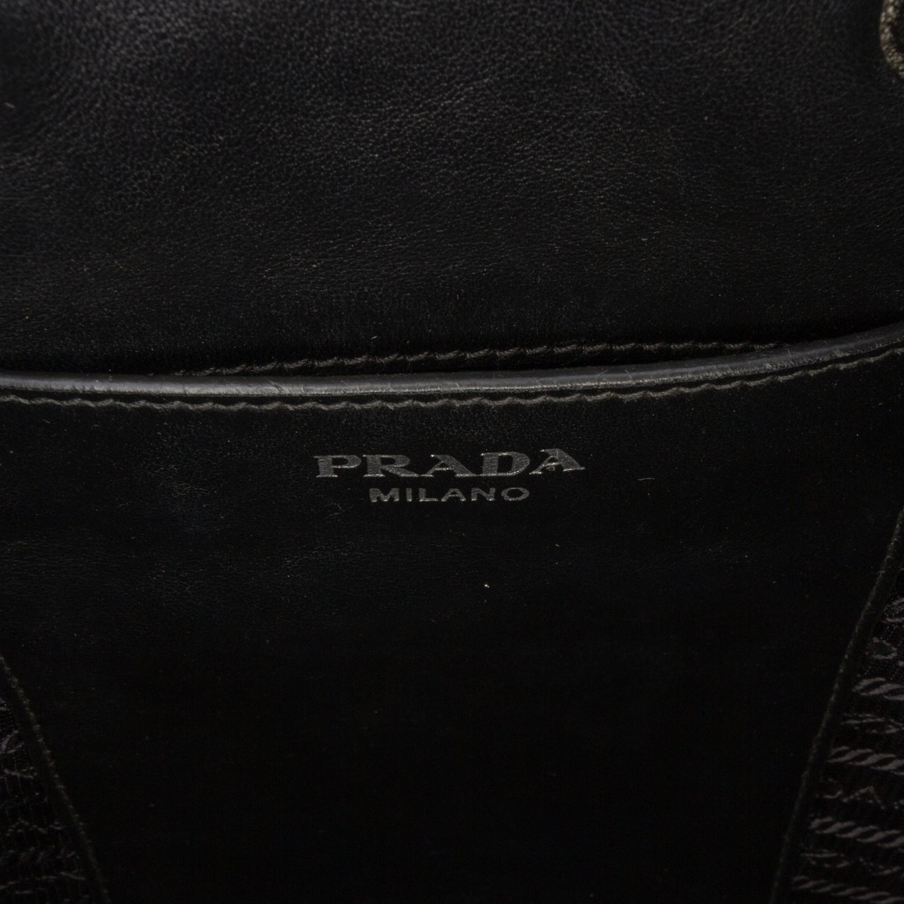 Prada Saffiano Trimmed Tessuto Bucket Bag Zwart