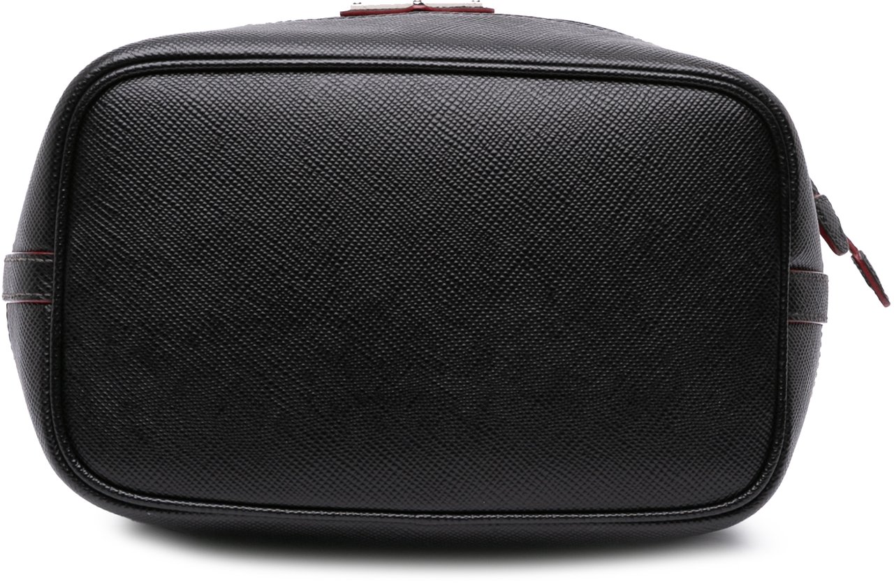 Prada Saffiano Trimmed Tessuto Bucket Bag Zwart
