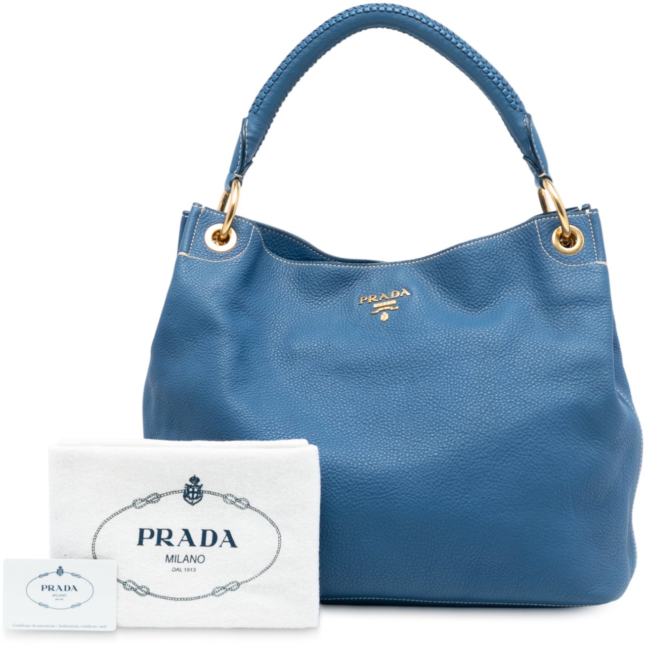 Prada Vitello Daino Hobo Blauw