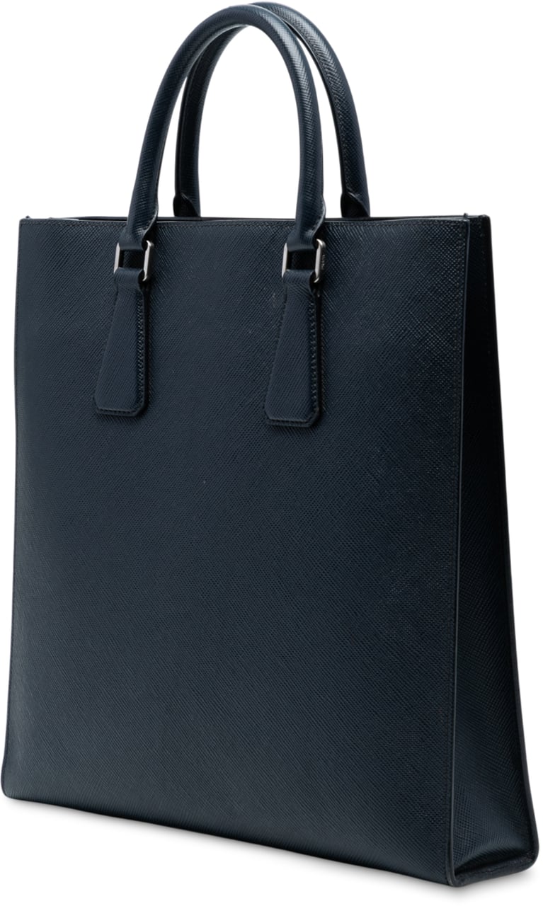 Prada Saffiano North South Tote Blauw