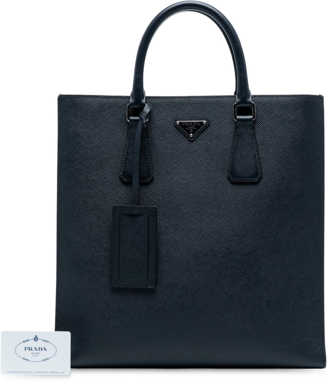 Prada Saffiano North South Tote Blauw