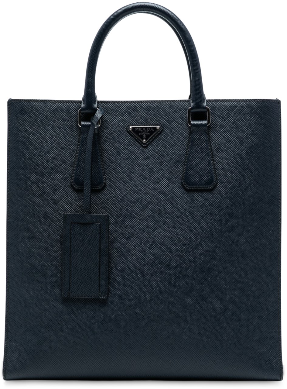 Prada Saffiano North South Tote Blauw
